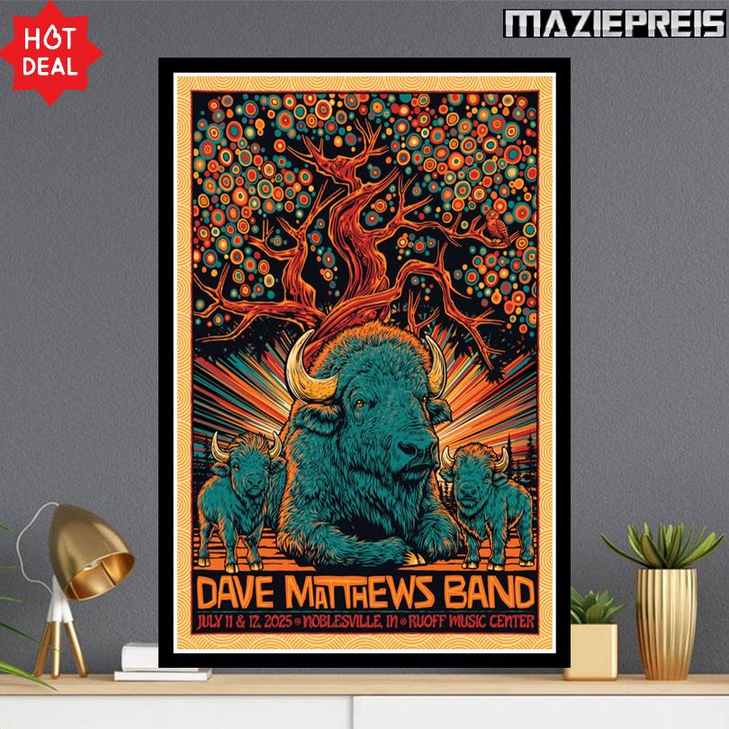 Dave Matthews Band 2025 Poster – Ruoff Music Center Noblesville IN July 11–12