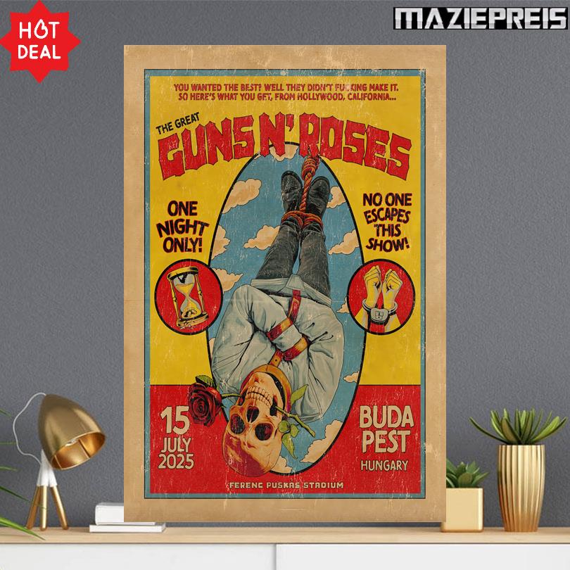Guns N\' Roses Poster – July 15 2025 Budapest Hungary Concert