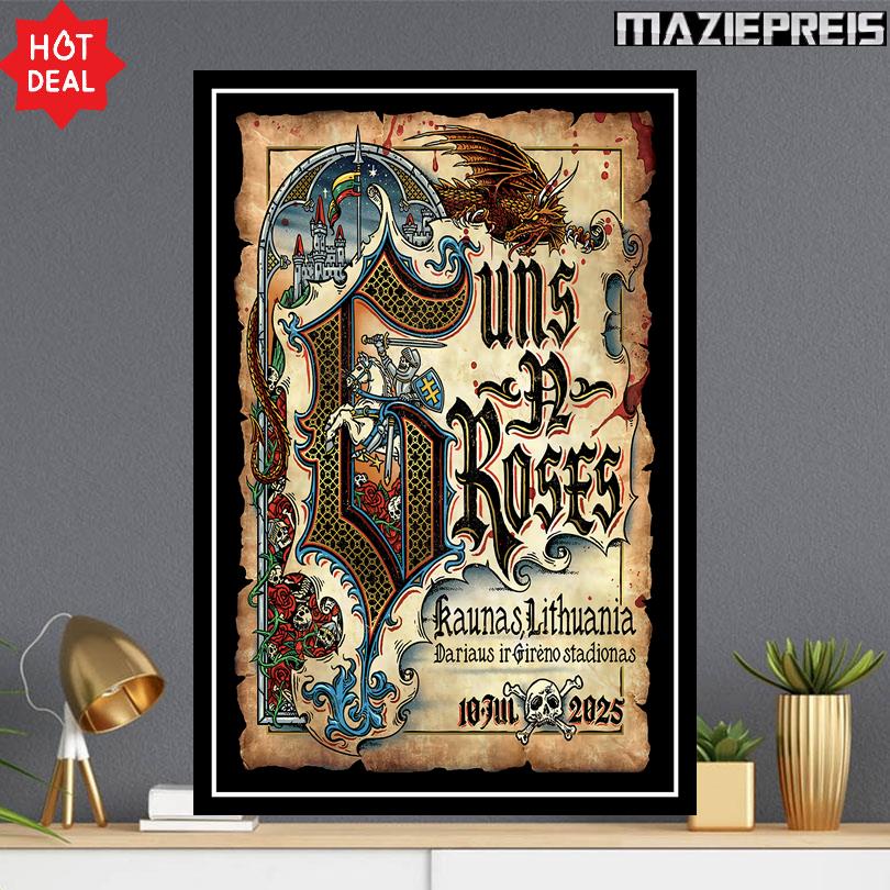 Guns N\' Roses Poster – Lithuania 2025 Tour