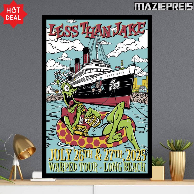 Less Than Jake Concert Show Warped Tour Long Beach CA 2025 Poster