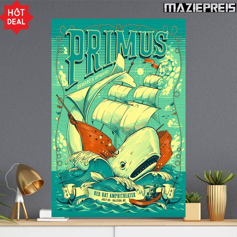 Primus Show Poster Red Hat Amphitheater Raleigh NC July 23 2025