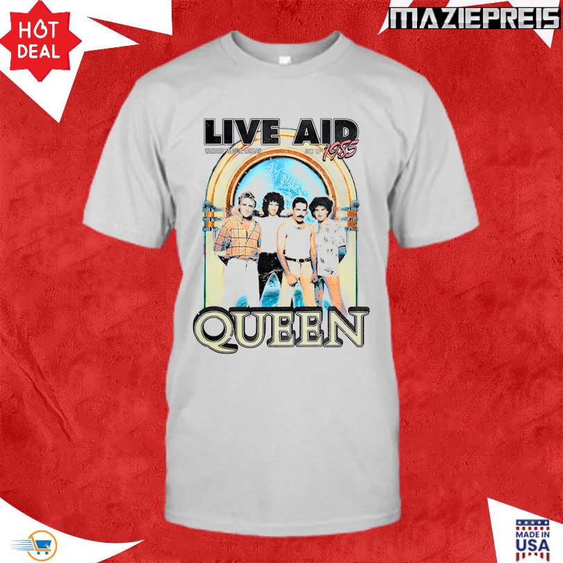 Queen at Live Aid Vintage White Tee