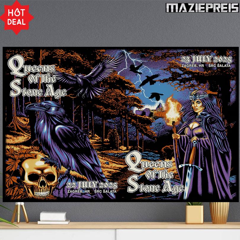 Queens Of The Stone Age Tour SCR Šalata Zagreb Croatia July 22-23 2025 Poster