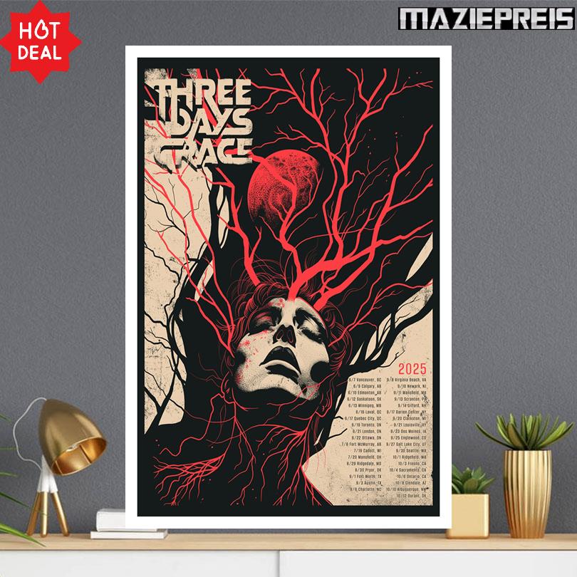 Three Days Grace 2025 Tour Poster